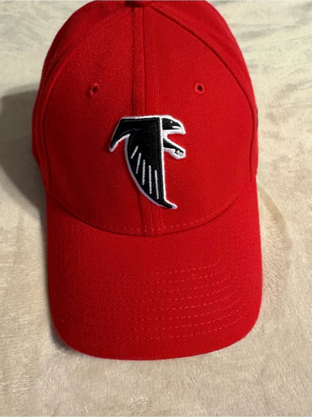 New Era Red Baseball Cap with Black Falcon Patch